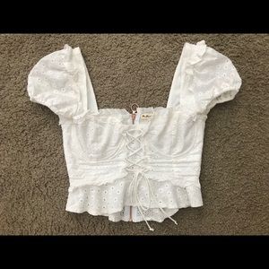 for love lemons charlotte eyelet lace up blouse